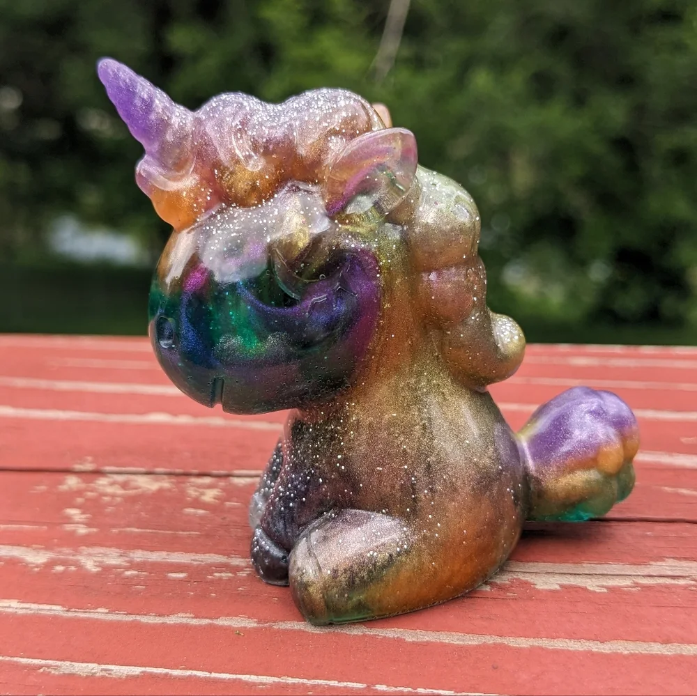 Unicorn Set Three Cute Kawaii Gift Handmade Epoxy Resin Glitter Colorful Rainbow - Picture 6 of 15